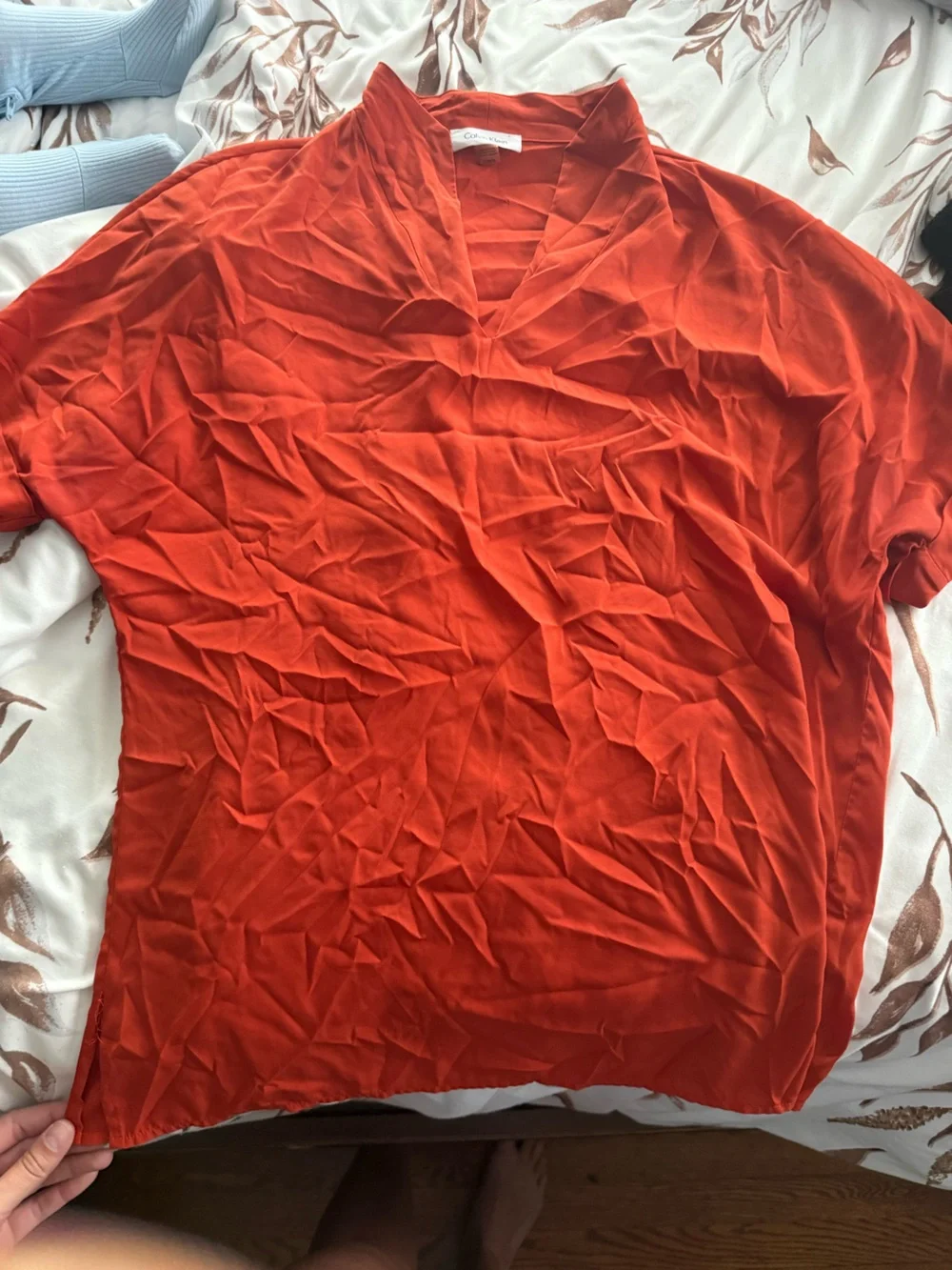 Calvin Klein Orange Draped Shell Top